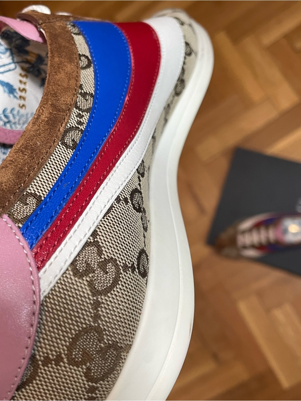 GUCCI Suede GG Supreme Monogram Web Women's Falacer Sneakers - Picture 9 of 10